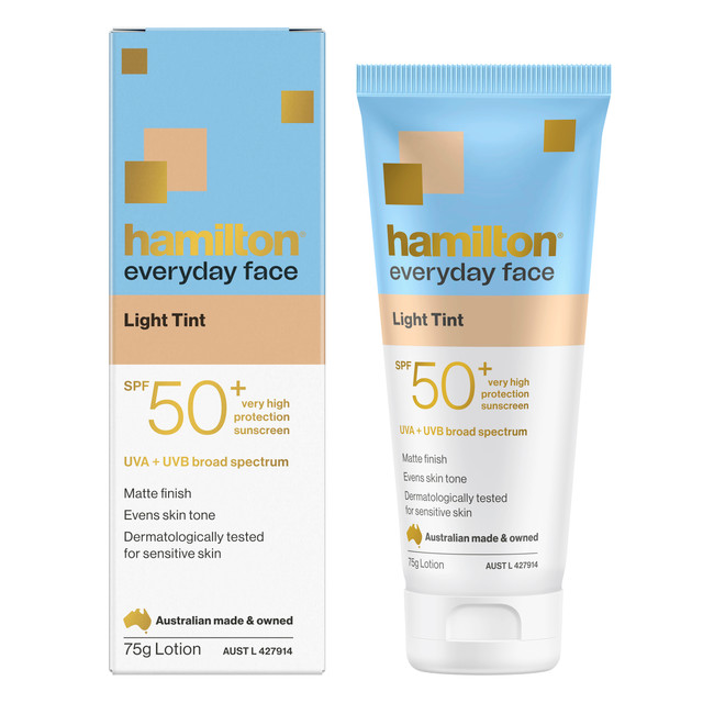 Hamilton Sunscreen Everyday Face Light Tint SPF 50+ 75g Hamilton Sunscreen Everyday Face Light Tint SPF 50+ 75g