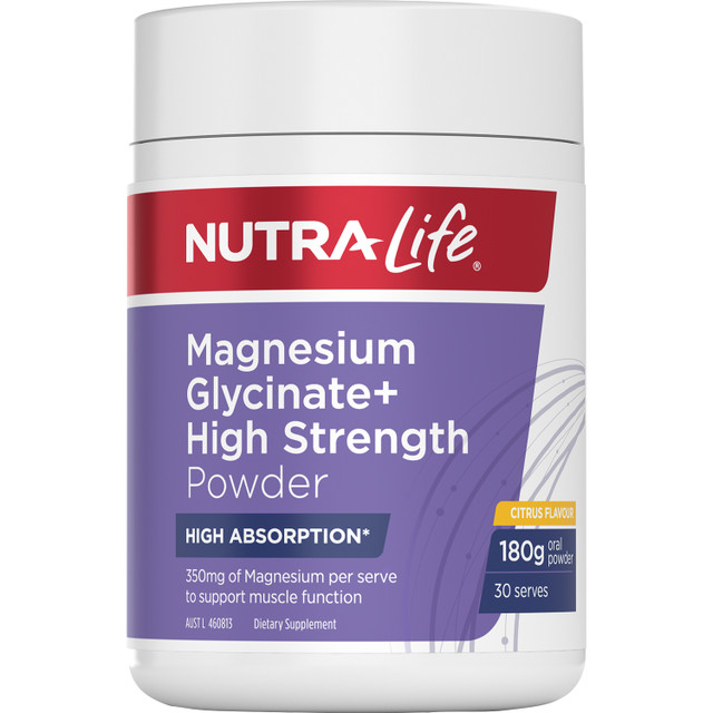 Nutra-Life Magnesium Glycinate+ High Strength Powder Citrus 180G Nutra-Life Magnesium Glycinate+ High Strength Powder Citrus 180G