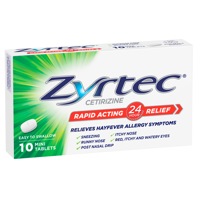 Zyrtec Rapid Acting Hayfever Allergy Relief Antihistamine Mini Tablets 10 Pack Zyrtec Rapid Acting Hayfever Allergy Relief Antihistamine Mini Tablets 10 Pack