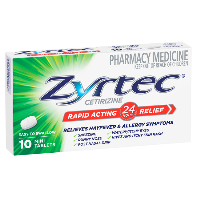 Zyrtec Rapid Acting Hayfever & Allergy Relief Antihistamine Mini Tablets 10 Pack