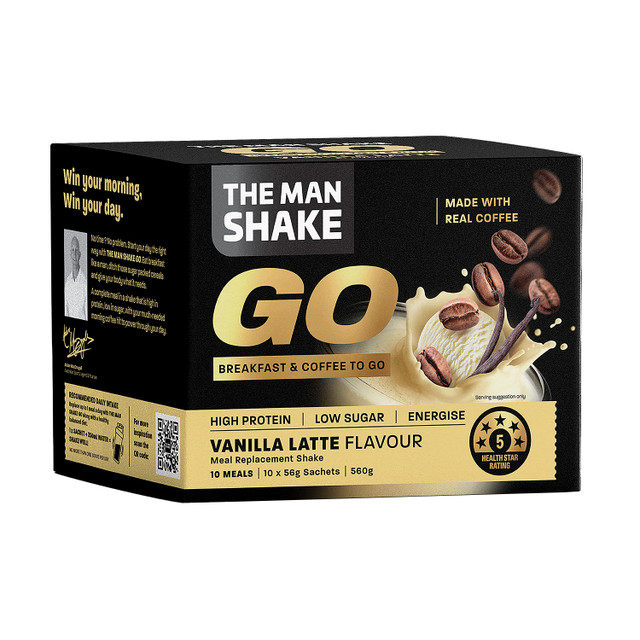 The Man Shake Go Vanilla Latte 56g -10 packs The Man Shake Go Vanilla Latte 56g -10 packs