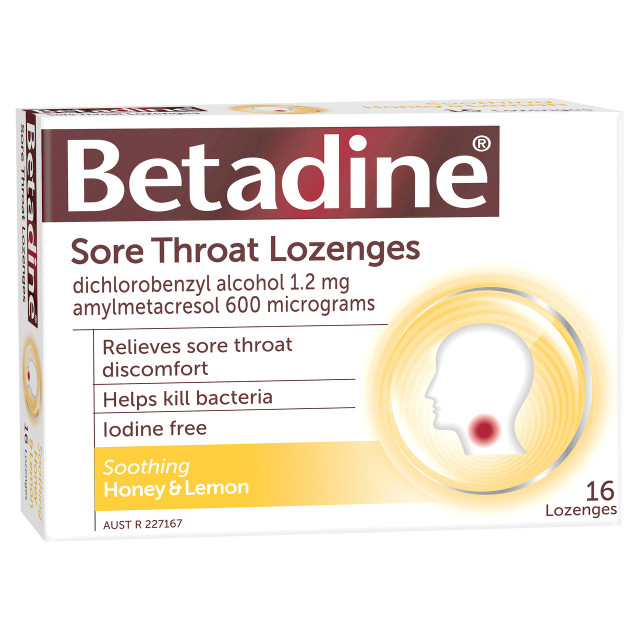 Betadine Sore Throat Lozenges Honey & Lemon 16 Pack Betadine Sore Throat Lozenges Honey & Lemon 16 Pack