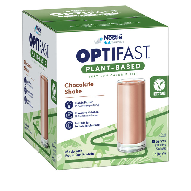 NESTLE HEALTH SCIENCE OPTIFAST VLCD MILKSHAKE HEALTHCARE NUTRITION PLANT BASED CHOCOLATE 10X54G