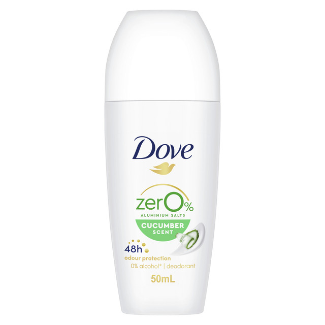 Dove Women Deodorant Roll On 48 hours odour protection CUCUMBER ZERO % ALUMINUM Zero Aluminium with Zinc Complex 50 ML