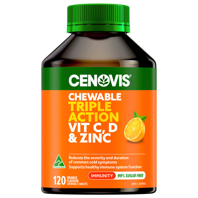 Cenovis Triple Action Vit C, D & Zinc 120 Chewable Tablets