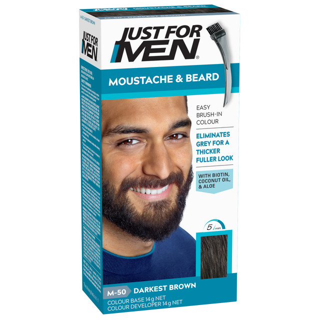 Just for Men Moustache & Beard Brush-In Colour Gel Darkest Brown