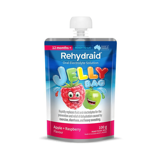 Rehydraid Oral Electrolyte Jelly Bag Apple + Raspberry 100g