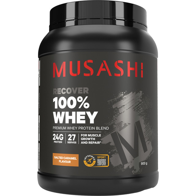 Musashi 100% Whey Protein Powder Salted Caramel 900g