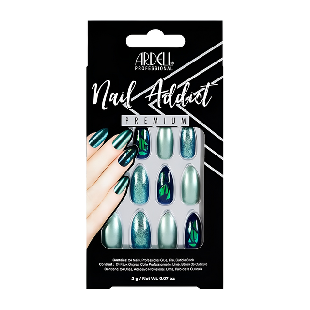 Ardell Nail Addict Green Glitter Chrome