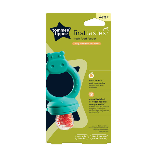 Tommee Tippee Fresh Food Feeder for Baby Weaning, 4m+, Silicone Teat for chilled and Frozen Fruit or Vegetables, Easy-Hold Handle, Soothe Sore Gums, Dishwasher and Steriliser Safe