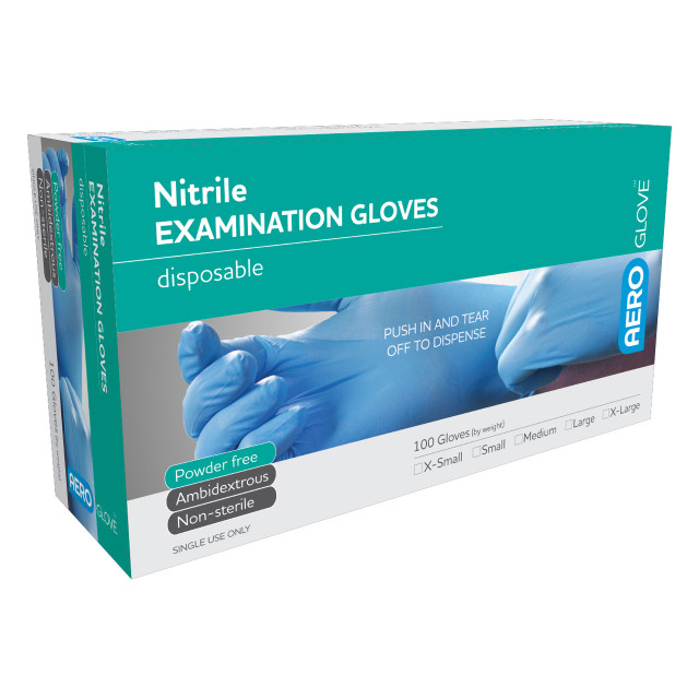 AeroGlove Nitrile Powder Free Gloves Extra Large 100 Pack