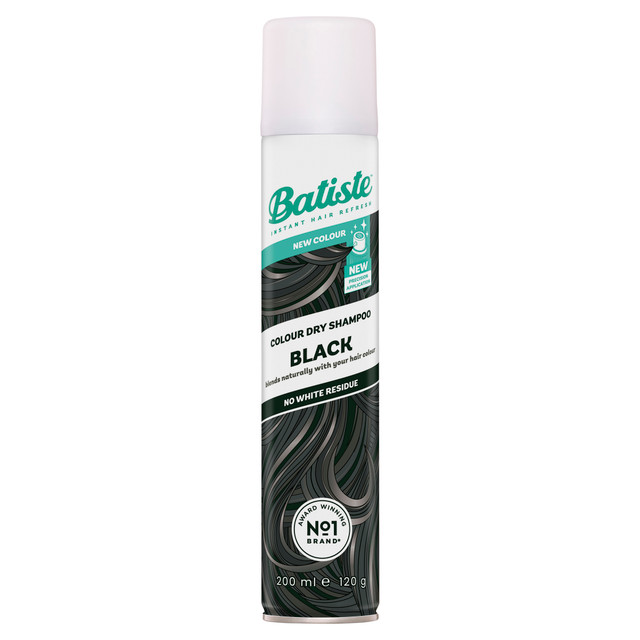 Batiste Black Colour Dry Shampoo |Peach & Vanilla Praline Fragrance | Tinted Formula |No white residue | 200mL