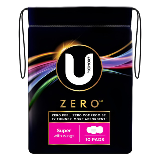 U by Kotex Zero Pads Super With Wings 10 Pack