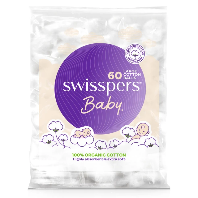 Swisspers Baby Organic Cotton Large Balls 60 Pack