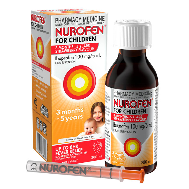 Nurofen For Children 3months - 5years Pain and Fever Relief 100mg/5mL Ibuprofen Strawberry 200mL Nurofen For Children 3months - 5years Pain and Fever Relief 100mg/5mL Ibuprofen Strawberry 200mL