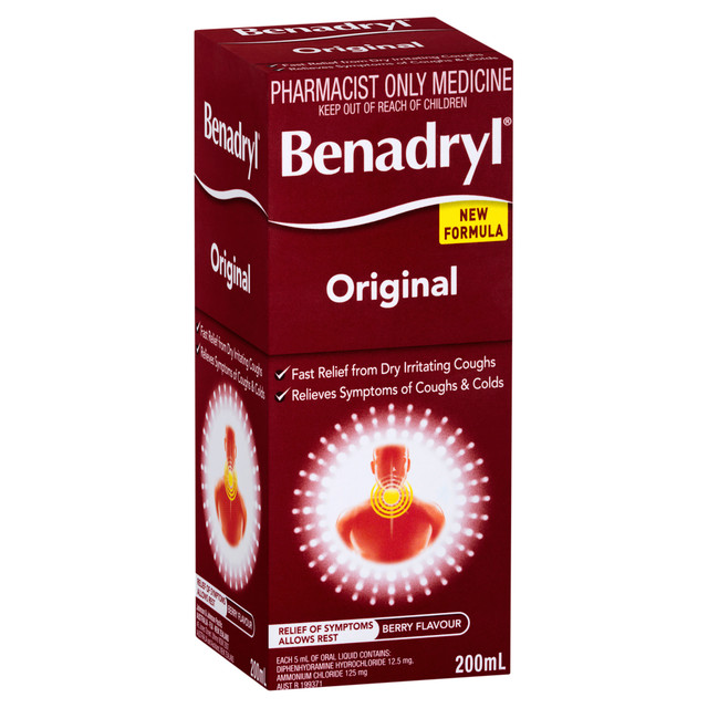 Benadryl Original Cough Liquid Berry Flavour 200mL S3
