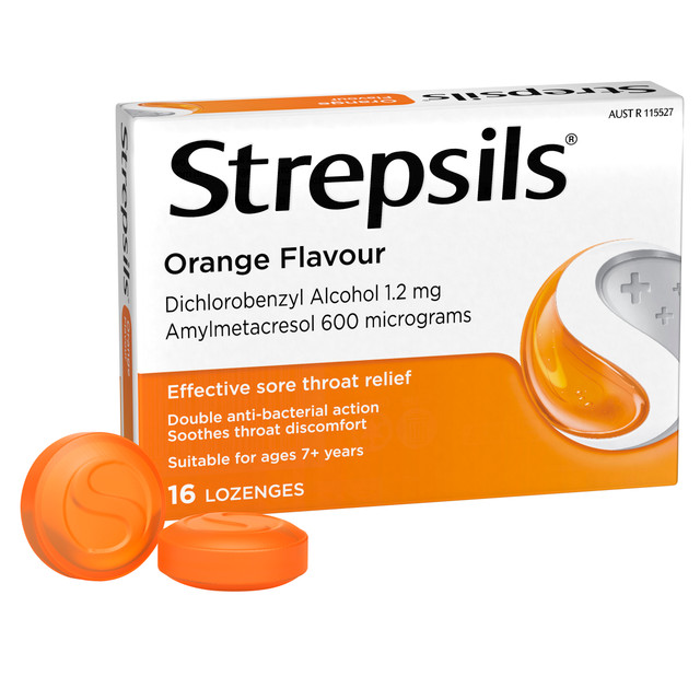 Strepsils Sore Throat Relief Orange 16 Pack