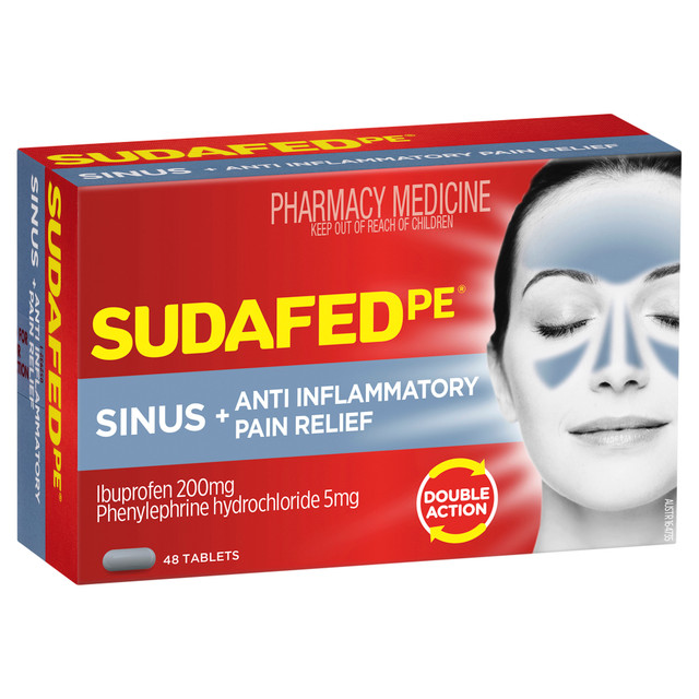 Sudafed PE Sinus + Anti Inflammatory Pain Relief Tablets 48 Pack