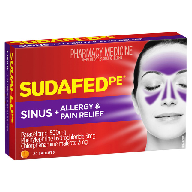 Sudafed PE Sinus + Allergy & Pain Relief Tablets 24 Pack Sudafed PE Sinus + Allergy & Pain Relief Tablets 24 Pack
