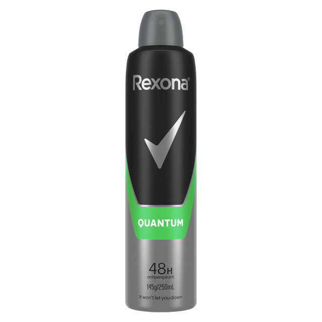 Rexona Men Deodorant aerosol antiperspirant Quantum 48-hour sweat and odour protection 250 mL Rexona Men Deodorant aerosol antiperspirant Quantum 48-hour sweat and odour protection 250 mL