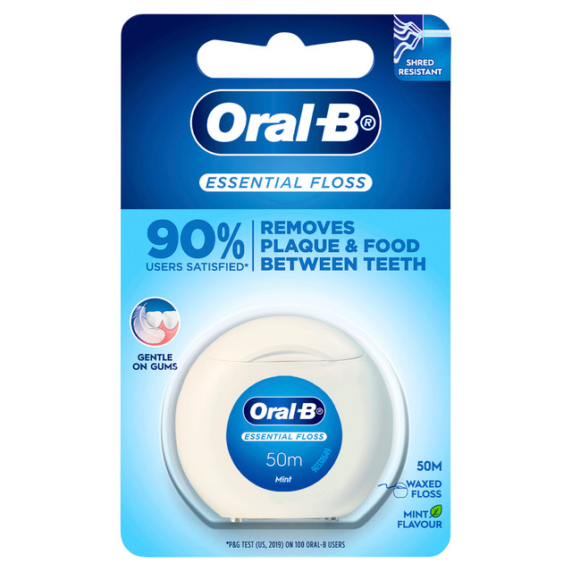 Oral-B Essential Waxed Clean Dental Floss, Mint 50m Oral-B Essential Waxed Clean Dental Floss, Mint 50m
