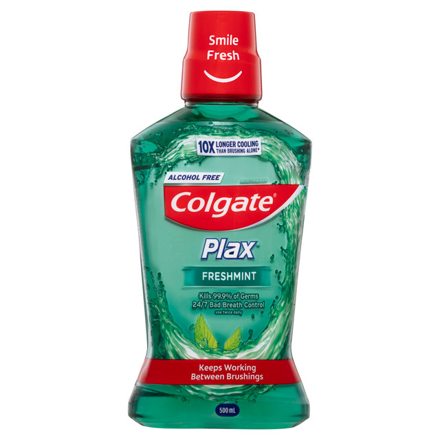 Colgate Plax Antibacterial Mouthwash 500mL, Alcohol Free, Freshmint, Bad Breath Control Colgate Plax Antibacterial Mouthwash 500mL, Alcohol Free, Freshmint, Bad Breath Control