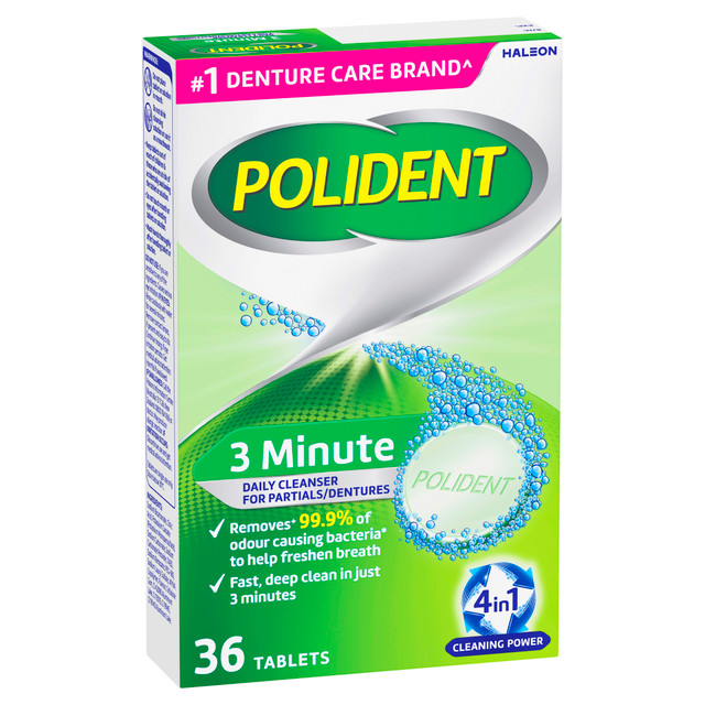 Polident 3 Minute Daily Cleanser for Dentures 36 Tablets Polident 3 Minute Daily Cleanser for Dentures 36 Tablets
