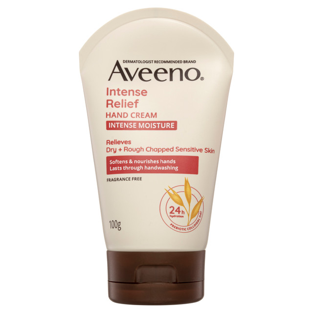 Aveeno Intense Relief Soothing Fragrance Free Hand Cream 24-Hour Moisture Protect Dry Rough Chapped Sensitive Skin 100g Aveeno Intense Relief Soothing Fragrance Free Hand Cream 24-Hour Moisture Protect Dry Rough Chapped Sensitive Skin 100g
