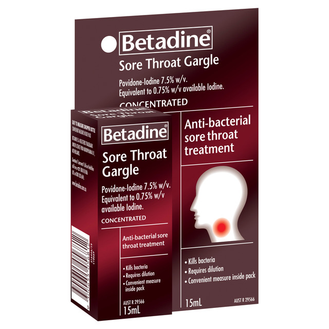 Betadine Sore Throat Gargle Concentrated 15mL Betadine Sore Throat Gargle Concentrated 15mL
