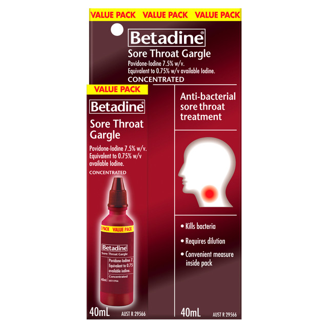 Betadine Sore Throat Gargle Concentrated 40mL Betadine Sore Throat Gargle Concentrated 40mL