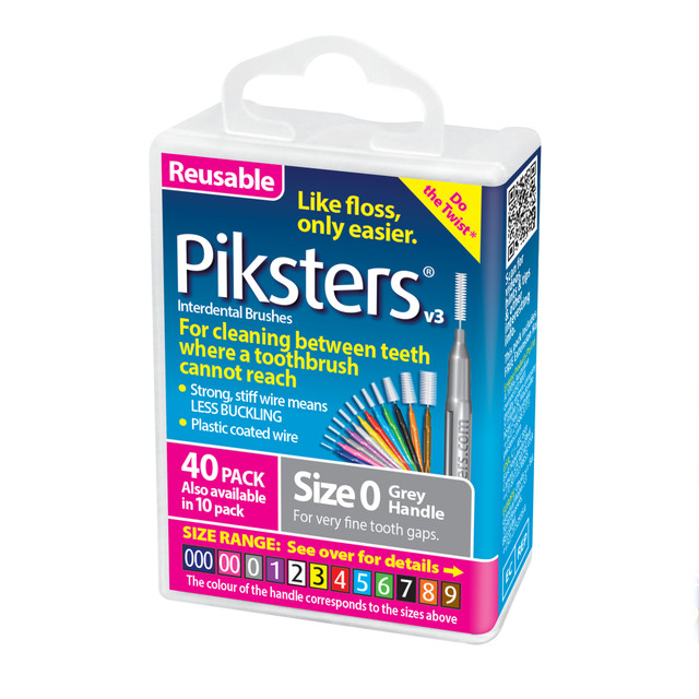 Piksters Interdental Brushes Grey Size 0 40pk Piksters Interdental Brushes Grey Size 0 40pk