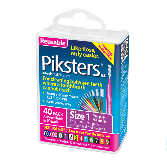 Piksters Interdental Brushes Purple Size 1 40pk Piksters Interdental Brushes Purple Size 1 40pk