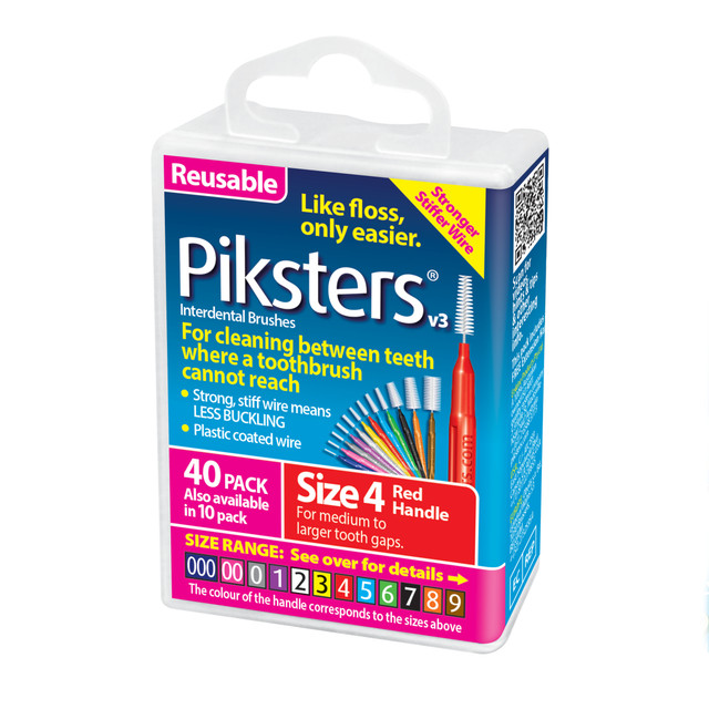 Piksters Interdental Brushes Red Size 4 40pk Piksters Interdental Brushes Red Size 4 40pk