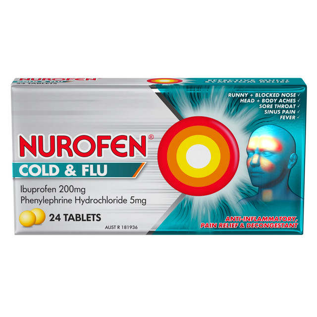 Nurofen Cold and Flu Multi-Symptom Relief Tablets 200mg Ibuprofen 24 Pack Nurofen Cold and Flu Multi-Symptom Relief Tablets 200mg Ibuprofen 24 Pack