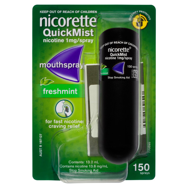 Nicorette Quit Smoking & Vaping QuickMist Nicotine Mouth Spray Freshmint (150 Sprays)