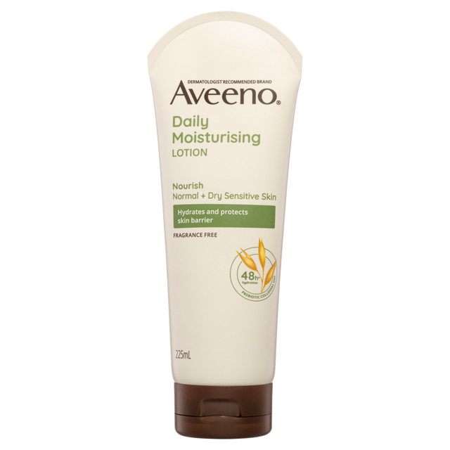 Aveeno Daily Moisturising Non-Greasy Fragrance Free Body Lotion 48-Hour Hydration Soothe Normal Dry Sensitive Skin 225mL