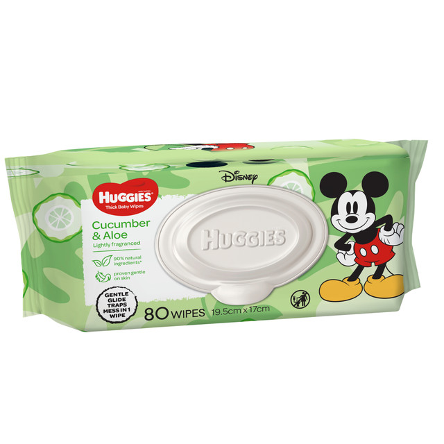 Huggies Thick Baby Wipes Cucumber & Aloe 80 Pack