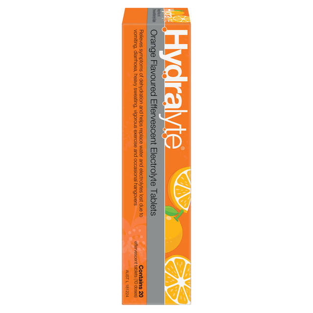 Hydralyte Effervescent Electrolyte Tablets Orange Flavoured 20 Tablets