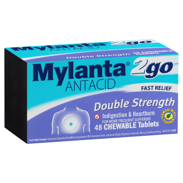 Mylanta 2Go Antacid Double Strength Chewable Tablets Lemon Mint 48 Pack Mylanta 2Go Antacid Double Strength Chewable Tablets Lemon Mint 48 Pack