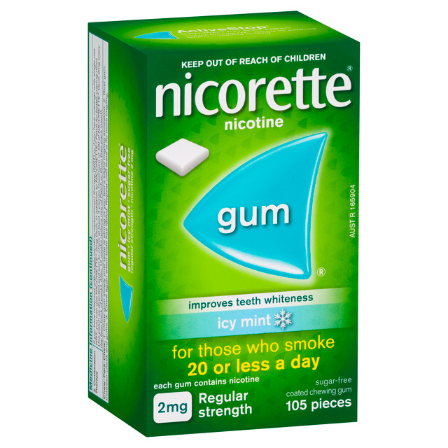 Nicorette Quit Smoking Regular Strength Nicotine Gum Icy Mint 105 Pack