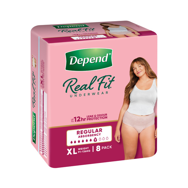 Depend Real Fit Incontinence Underwear Regular Women Extra Large 8 Pack Depend Real Fit Incontinence Underwear Regular Women Extra Large 8 Pack