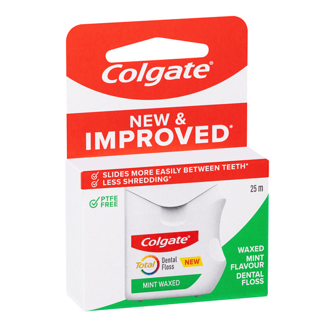 Colgate Total Mint Waxed Dental Floss, 25m, New & Improved*, Protects Gums & Helps Prevent Tooth Decay Colgate Total Mint Waxed Dental Floss, 25m, New & Improved*, Protects Gums & Helps Prevent Tooth Decay