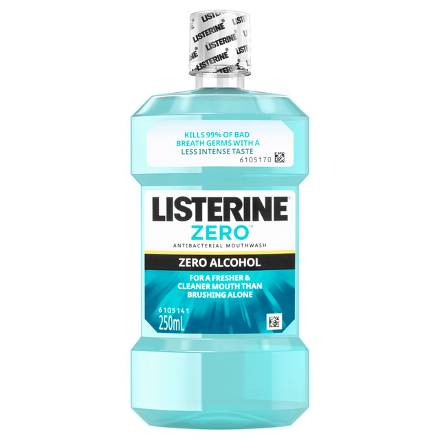 Listerine Zero Alcohol Antibacterial Mouthwash Less Intense Taste 250mL Listerine Zero Alcohol Antibacterial Mouthwash Less Intense Taste 250mL