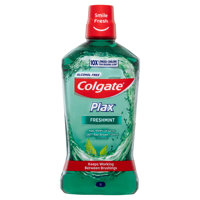 Colgate Plax Antibacterial Mouthwash 1L, Freshmint, Alcohol Free, Bad Breath Control Colgate Plax Antibacterial Mouthwash 1L, Freshmint, Alcohol Free, Bad Breath Control