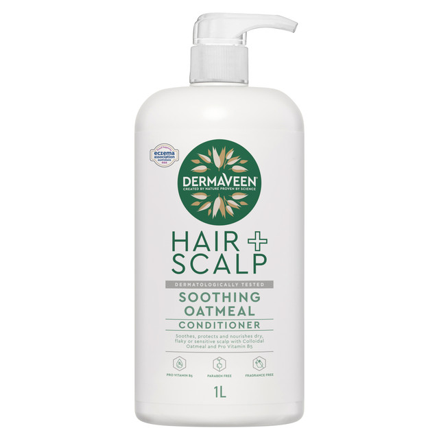 DermaVeen Hair + Scalp Soothing Oatmeal Conditioner for Dry, Flaky or Sensitive Scalps 1L