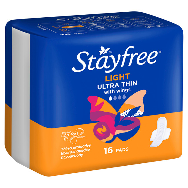 Stayfree Ultra Thin Light Pads With Wings 16 Pack
