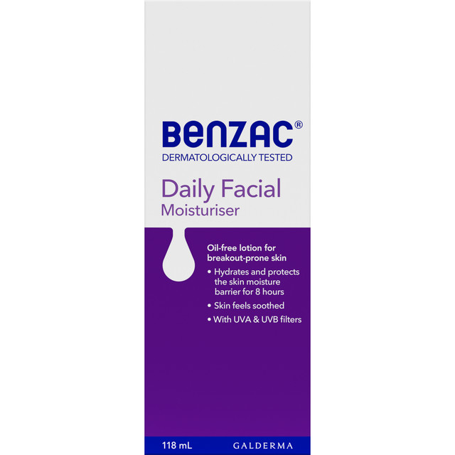 Benzac Daily Facial Moisturiser 118mL, For All Skin Types Benzac Daily Facial Moisturiser 118mL, For All Skin Types