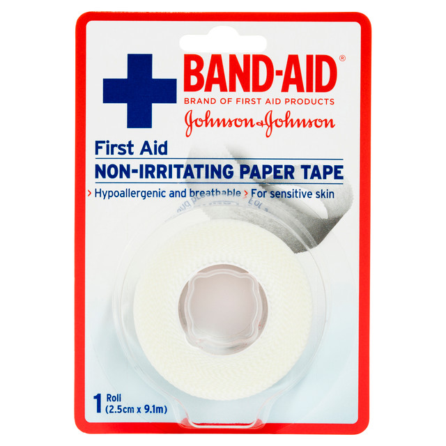 Band-Aid First Aid Non-Irritating Paper Tape 2.5cm x 9.1m 1 Pack