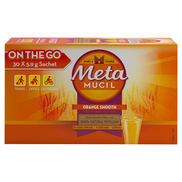 Metamucil Powder Sachets 30 Dose Daily Fibre Supplement Smooth Orange 117g