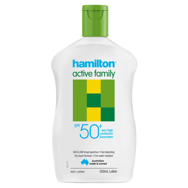 Hamilton Sunscreen Active Family Lotion SPF 50+ 250mL Hamilton Sunscreen Active Family Lotion SPF 50+ 250mL